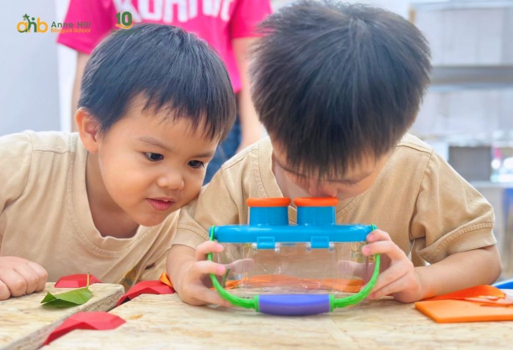 Hình 2: Trẻ được thực hành quan sát cuộc sống của bầy kiến