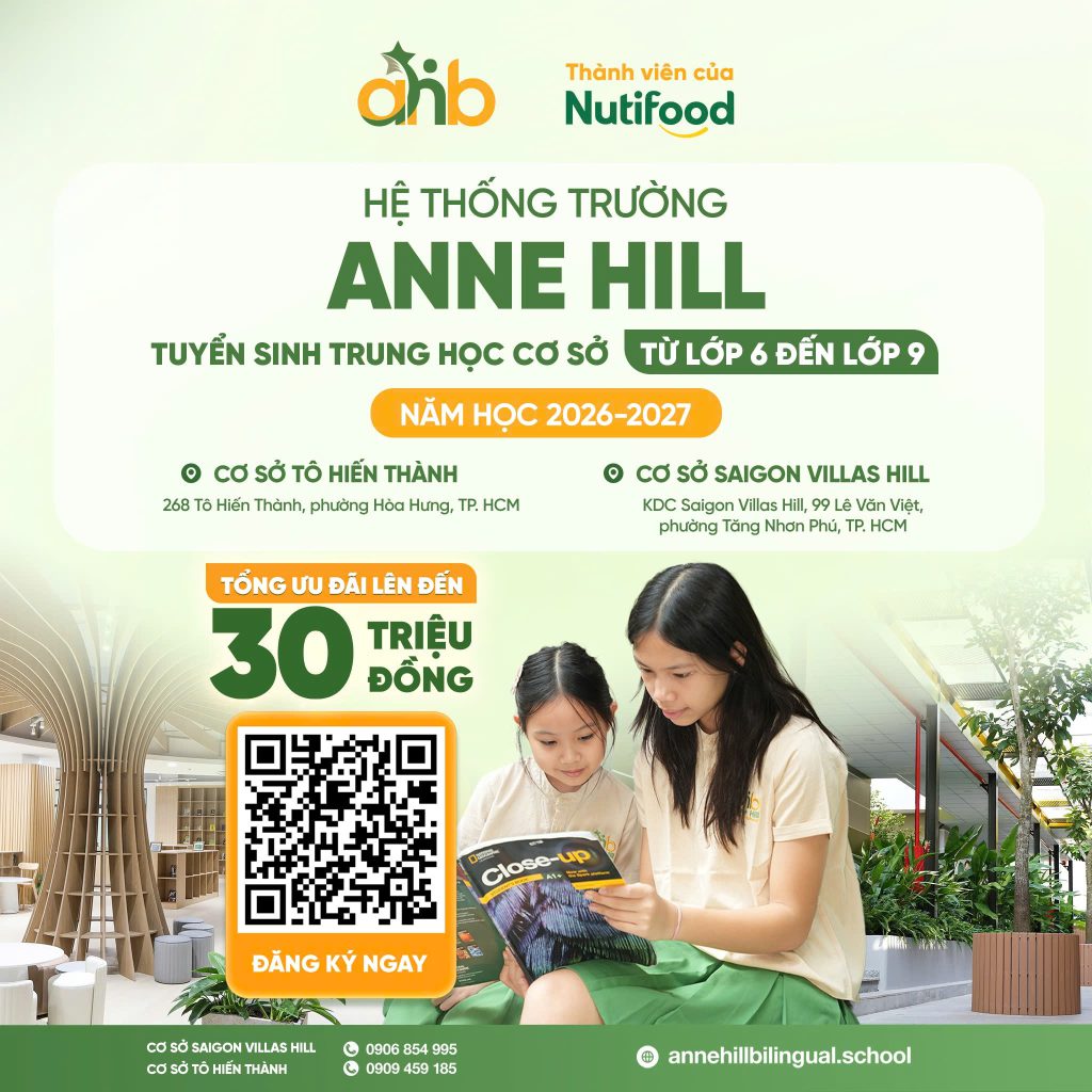 Tuyển sinh lớp 6 đến lớp 9 Anne Hill