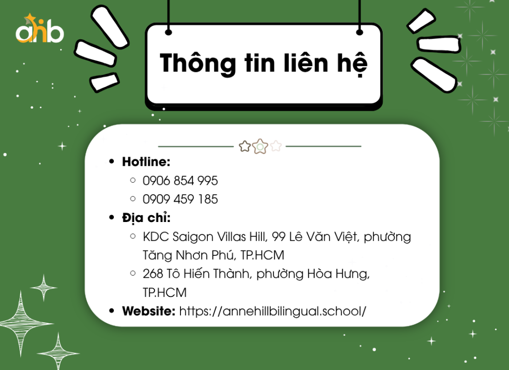 Thông tin liên hệ của hệ thống trường song ngữ Anne Hill