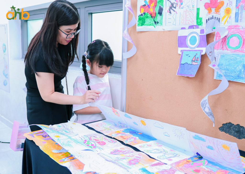 Parents and children admired the artwork created throughout the summer programme